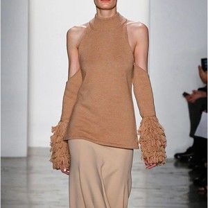 Jonathan Simkhai Wool Merino Loopy Yarn Sweater Fall 2016 Collection Mocha Mouse